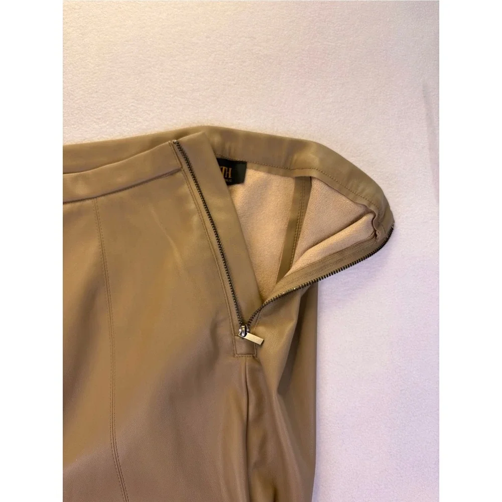 NWT Truth by Republic Women's Taupe Faux Leather Pintuck Straight Leg Pants S